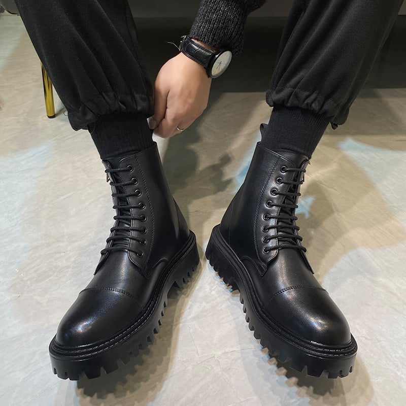 British Style Martin Boots with Side Zipper for Men