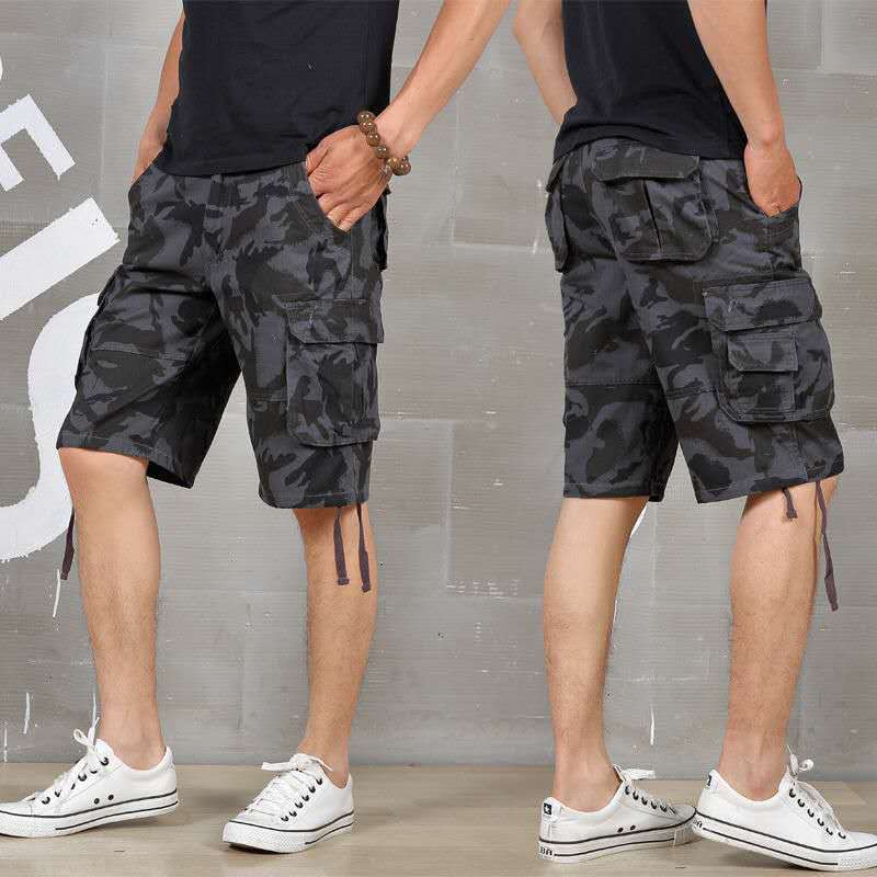 Men's Loose Fit Camouflage Cargo Shorts with Pockets