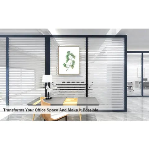 Frosted Stripe Privacy Window Film for Home Office