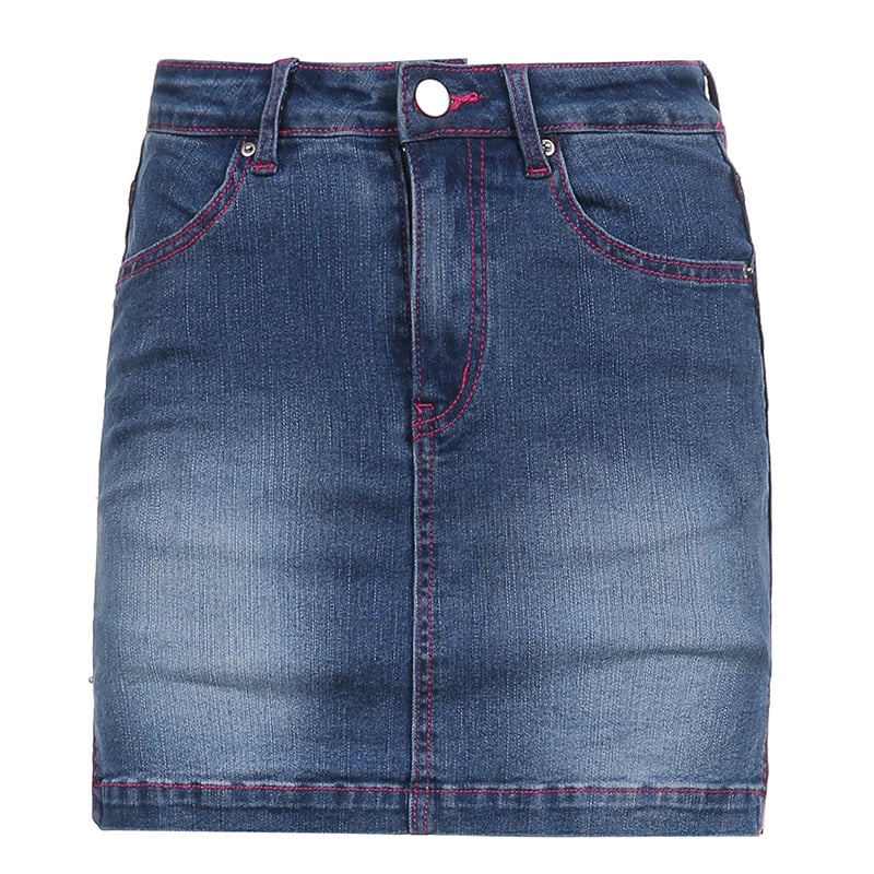 Pocket Butterfly Embroidery Denim Hip Skirt