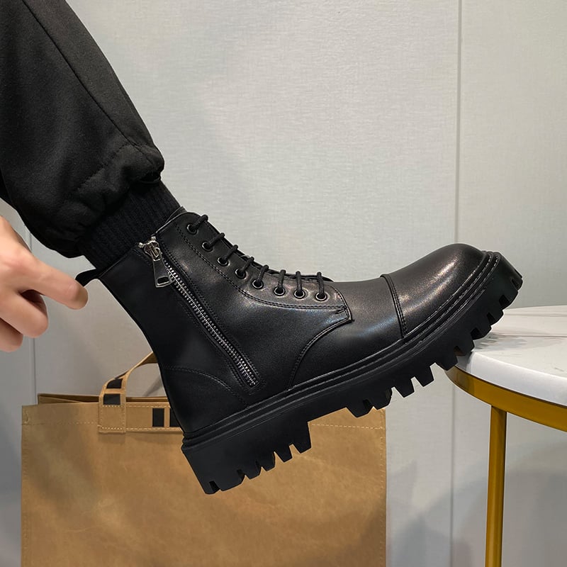 British Style Martin Boots with Side Zipper for Men