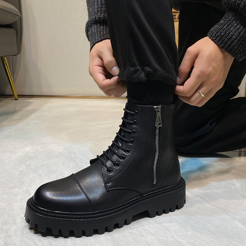 British Style Martin Boots with Side Zipper for Men