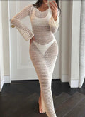 Women's Sun Protective Knitted Beach Blouse Dress