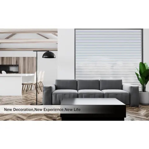 Frosted Stripe Privacy Window Film for Home Office