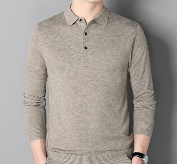 Men's Color Block Long Sleeve Knit Polo Shirt